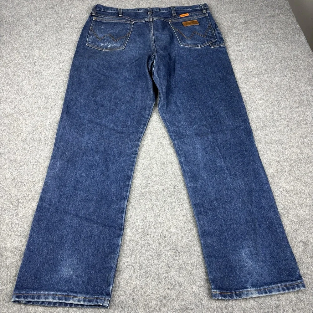 Wrangler FR Jeans Mens 38x32 Relaxed Flame Resistant 31MWZ Dark Wash Blue Denim